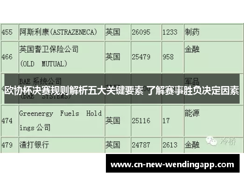 欧协杯决赛规则解析五大关键要素 了解赛事胜负决定因素