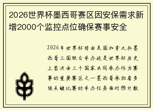 2026世界杯墨西哥赛区因安保需求新增2000个监控点位确保赛事安全